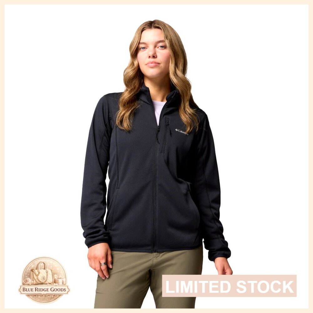 Full Zip Grid Fleece Jacket Active Fit Performance Layering Essential Hike